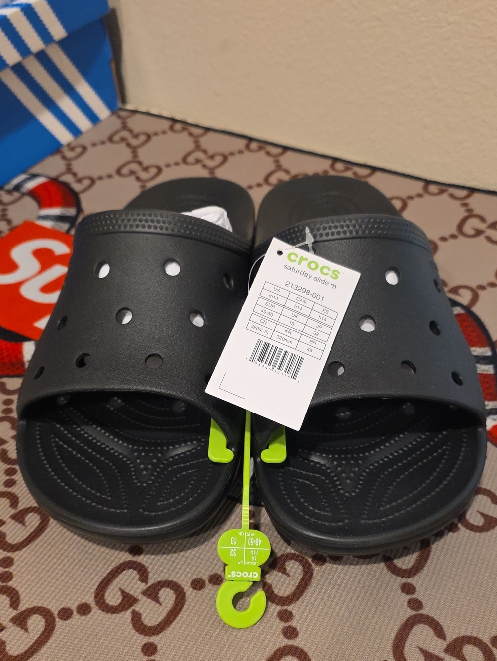 CROCS Size 14 M Black Slide Sandals